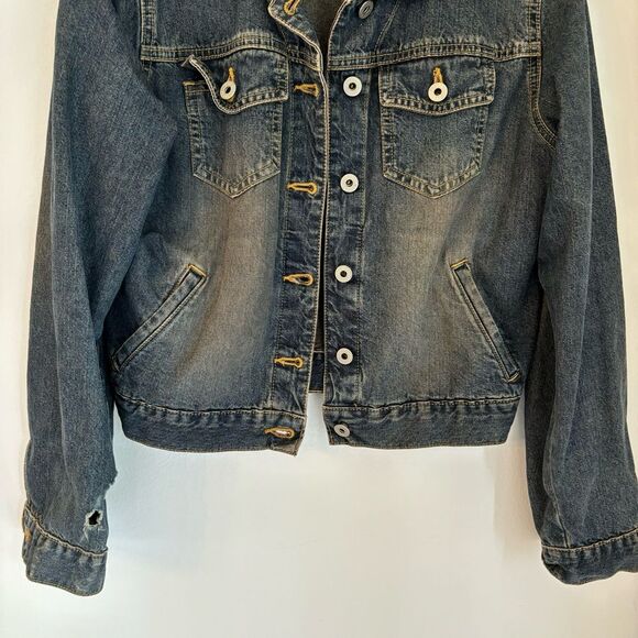 Express Women’s denim Jean jacket with pockets size medium GUC - read! - Picture 3 of 11